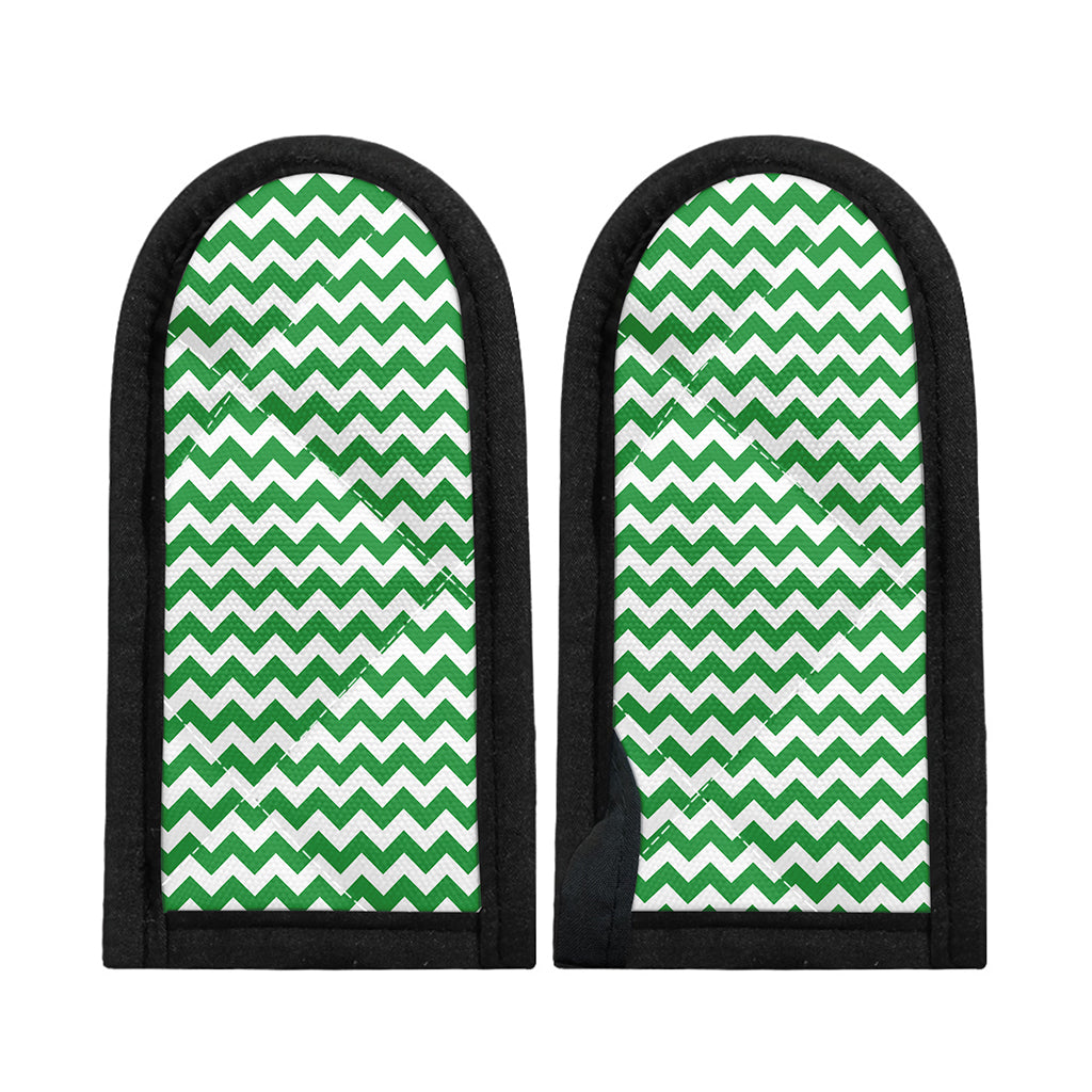Green And White Chevron Pattern Print Skillet Handle Cover