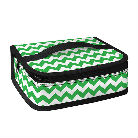 Green And White Chevron Pattern Print Small Lunch Bag