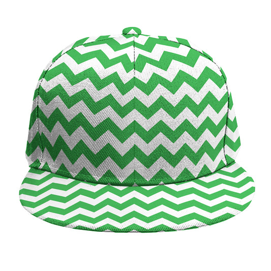 Green And White Chevron Pattern Print Snapback Cap