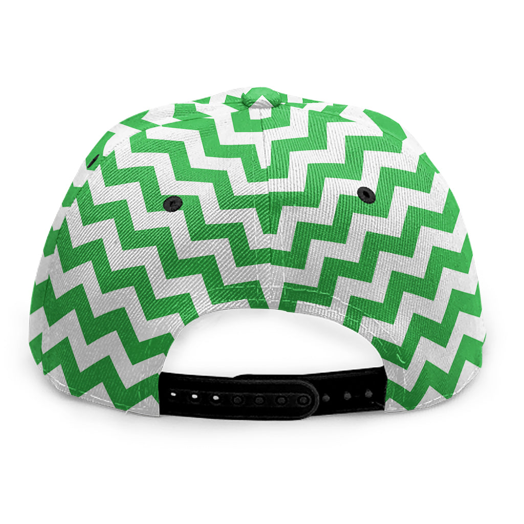 Green And White Chevron Pattern Print Snapback Cap