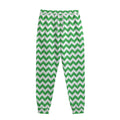 Green And White Chevron Pattern Print Sweatpants