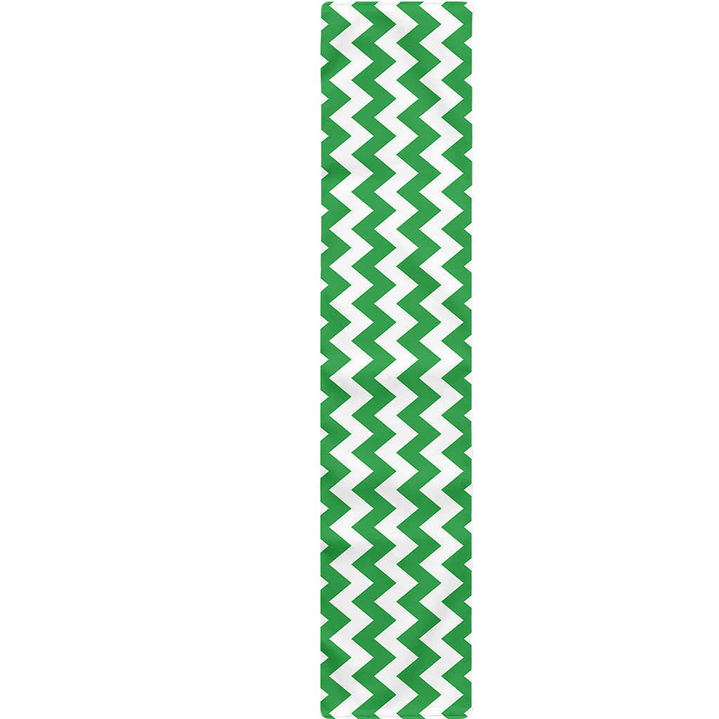 Green And White Chevron Pattern Print Table Runner