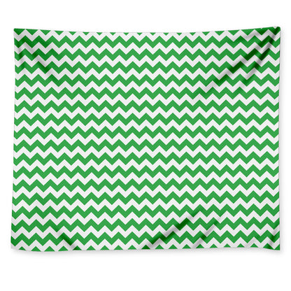 Green And White Chevron Pattern Print Tapestry