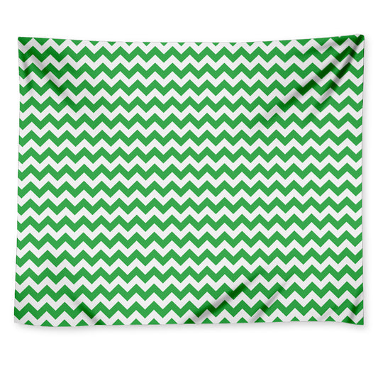 Green And White Chevron Pattern Print Tapestry