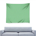 Green And White Chevron Pattern Print Tapestry