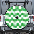 Green And White Chevron Pattern Print Tire Cover With Camera Hole