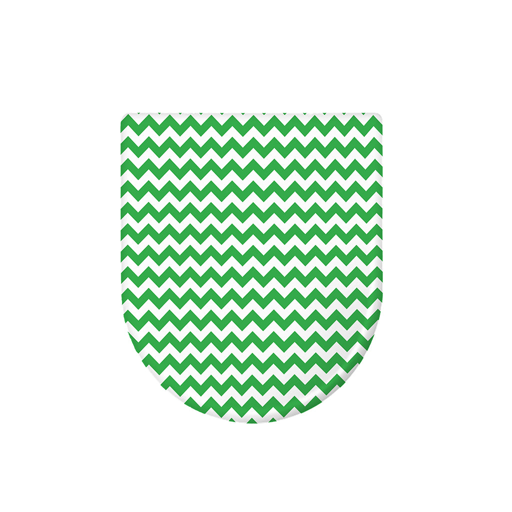 Green And White Chevron Pattern Print Toilet Lid Cover