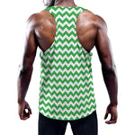 Green And White Chevron Pattern Print Training Tank Top