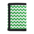 Green And White Chevron Pattern Print Trifold Wallet