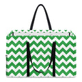Green And White Chevron Pattern Print Utility Tote Bag
