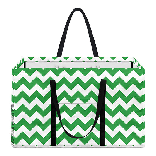 Green And White Chevron Pattern Print Utility Tote Bag