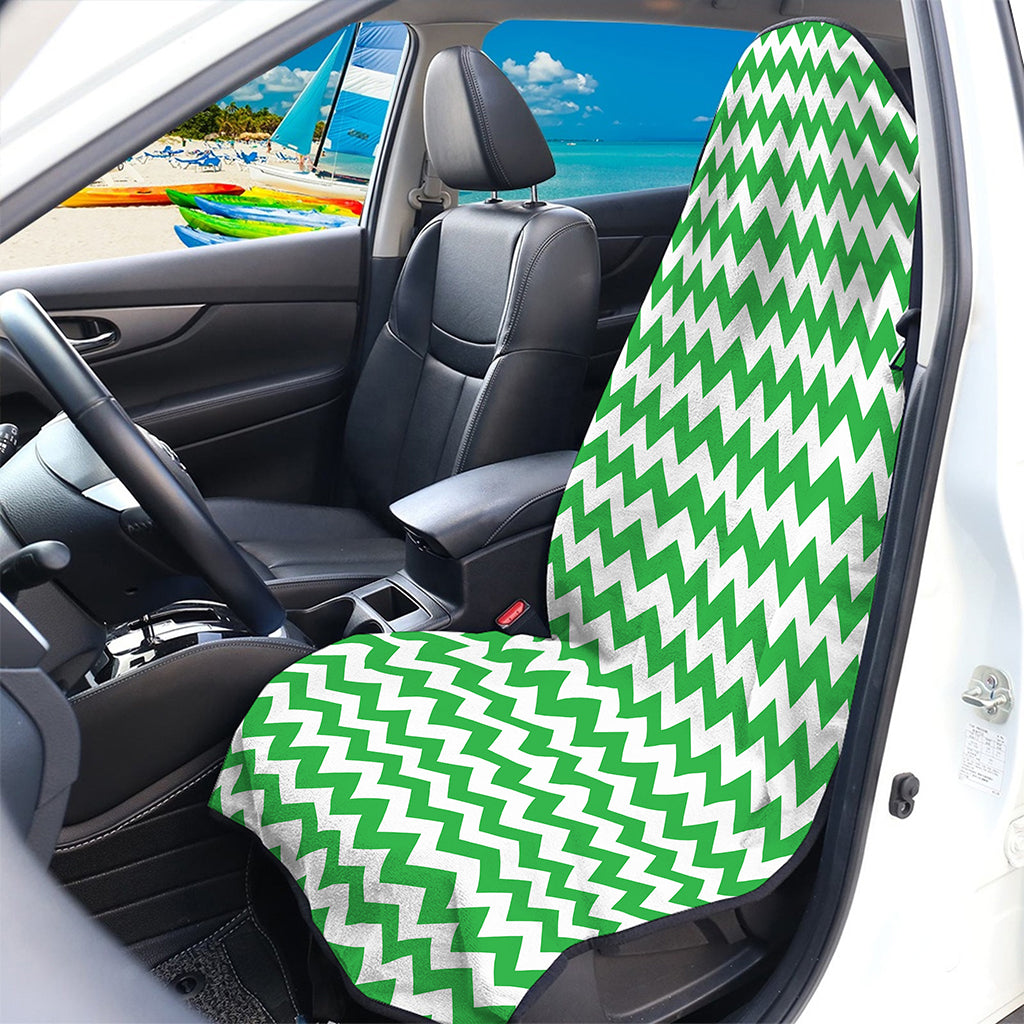 Green And White Chevron Pattern Print Waterproof Car Seat Cover