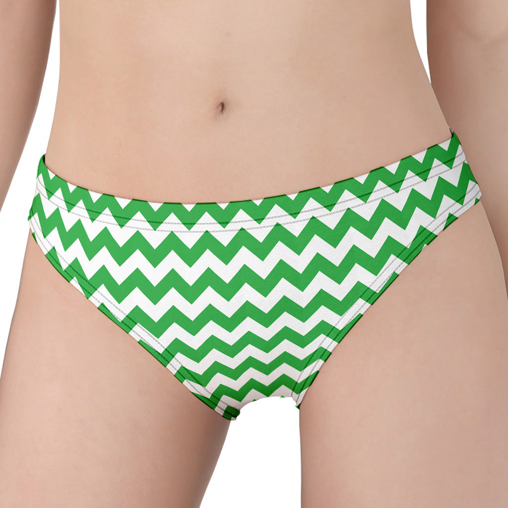 Green And White Chevron Pattern Print Women's Panties
