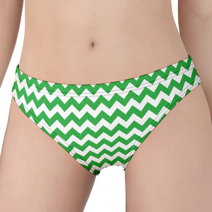 Green And White Chevron Pattern Print Women's Panties