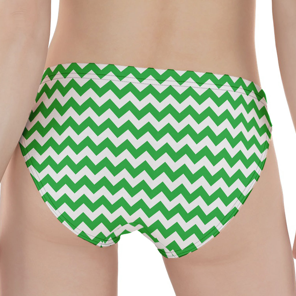 Green And White Chevron Pattern Print Women's Panties