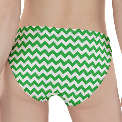Green And White Chevron Pattern Print Women's Panties