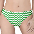 Green And White Chevron Pattern Print Women's Thong