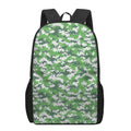 Green And White Digital Camo Print 17 Inch Backpack