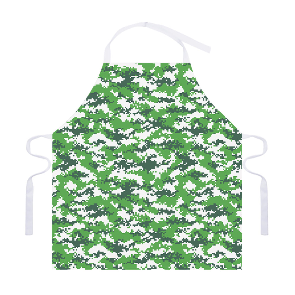 Green And White Digital Camo Print Adjustable Apron
