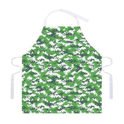 Green And White Digital Camo Print Adjustable Apron