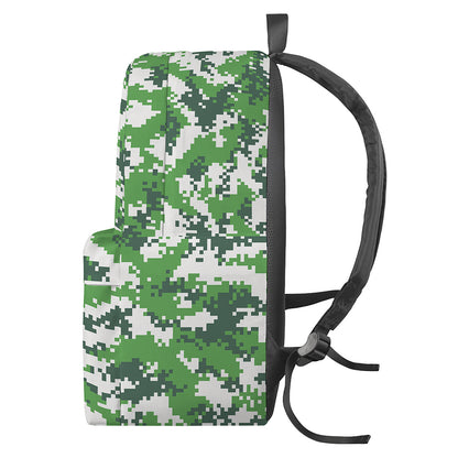 Green And White Digital Camo Print Backpack