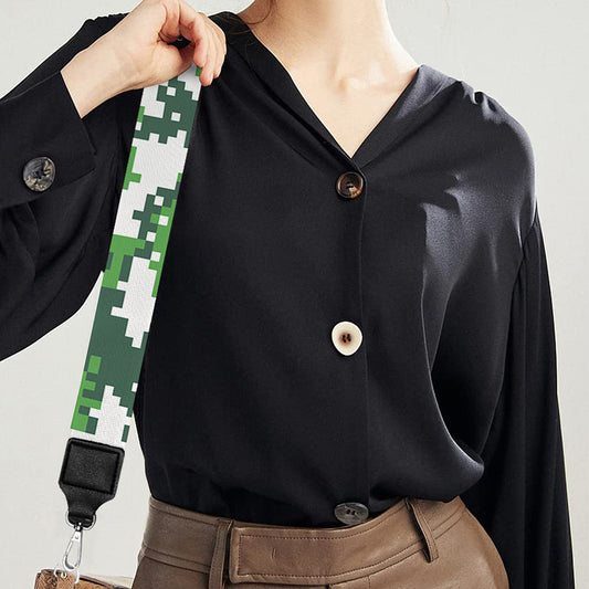 Green And White Digital Camo Print Bag Strap