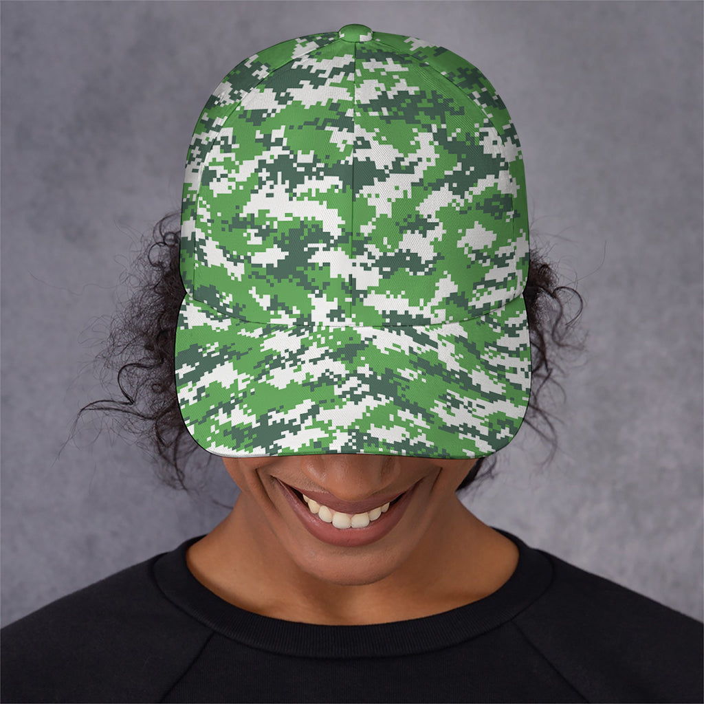 Green And White Digital Camo Print Baseball Cap