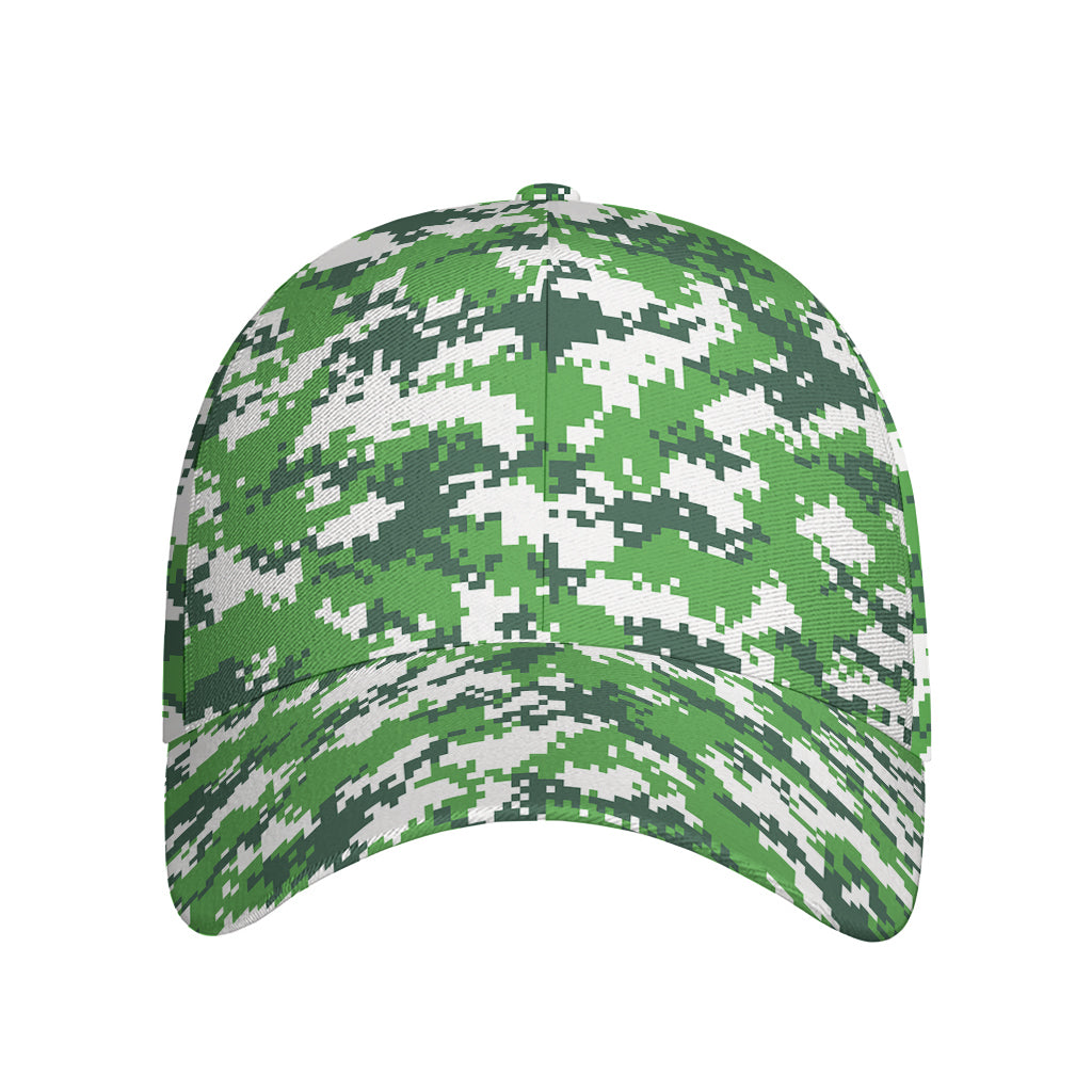 Green And White Digital Camo Print Baseball Cap