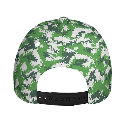 Green And White Digital Camo Print Baseball Cap