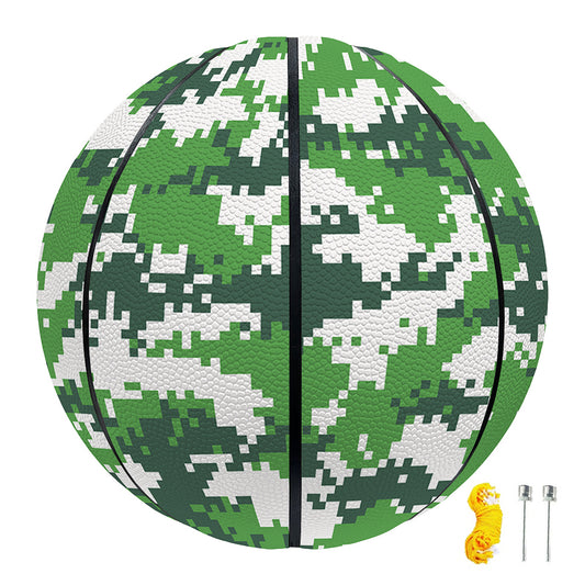 Green And White Digital Camo Print Basketball