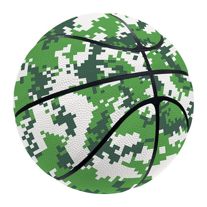Green And White Digital Camo Print Basketball