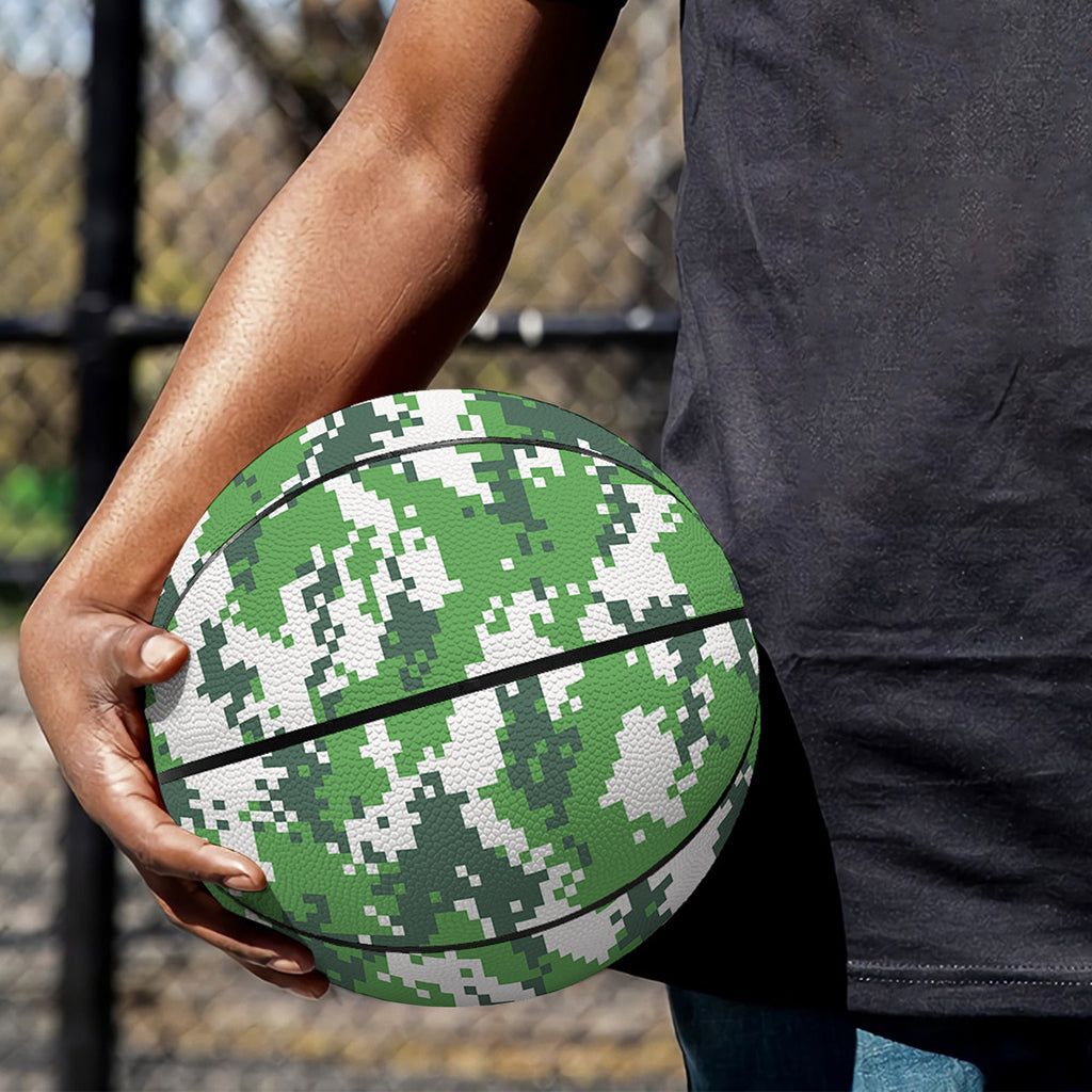 Green And White Digital Camo Print Basketball