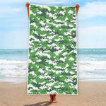 Green And White Digital Camo Print Beach Towel