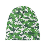 Green And White Digital Camo Print Beanie