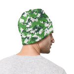 Green And White Digital Camo Print Beanie