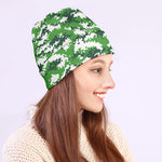 Green And White Digital Camo Print Beanie