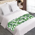 Green And White Digital Camo Print Bed Runner