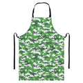 Green And White Digital Camo Print Bib Apron With Pocket