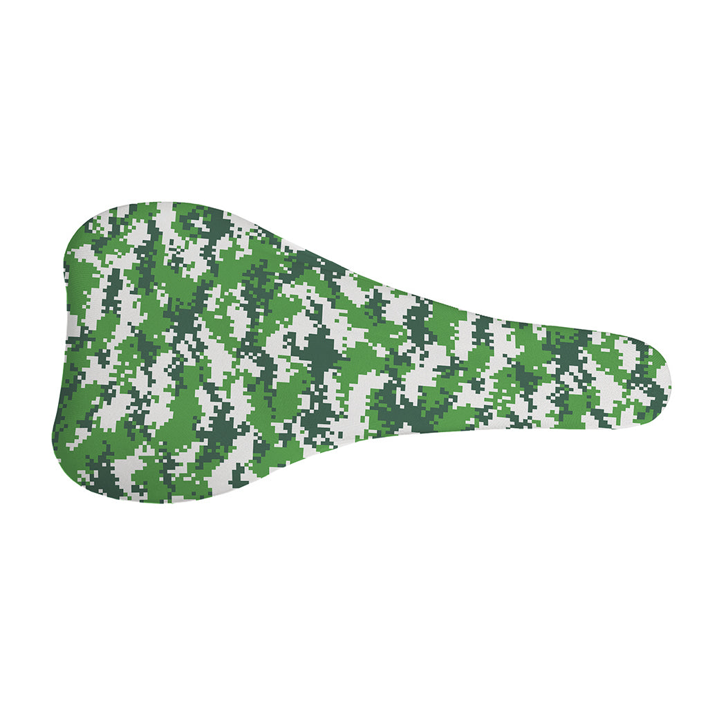 Green And White Digital Camo Print Bicycle Seat Cover