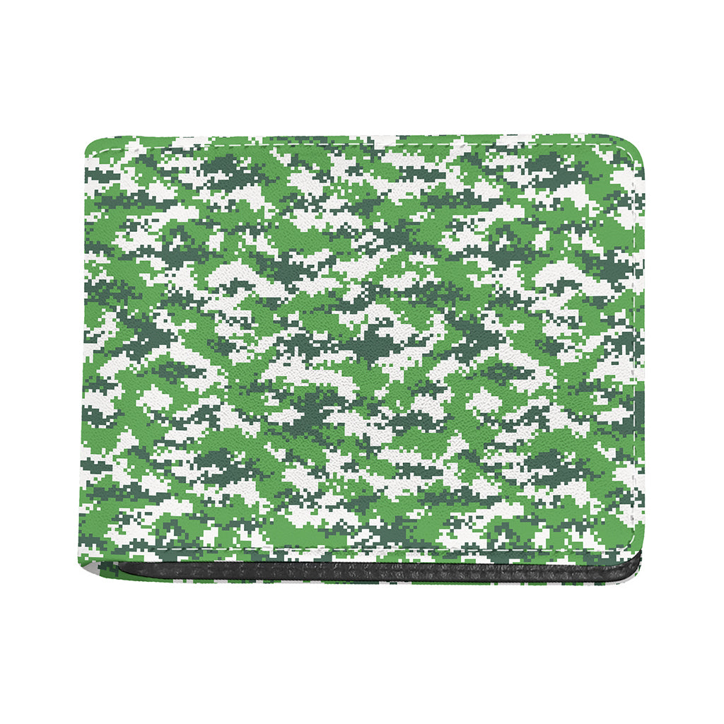 Green And White Digital Camo Print Bifold Wallet