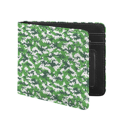 Green And White Digital Camo Print Bifold Wallet