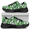 Green And White Digital Camo Print Black Chunky Shoes