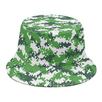 Green And White Digital Camo Print Bucket Hat