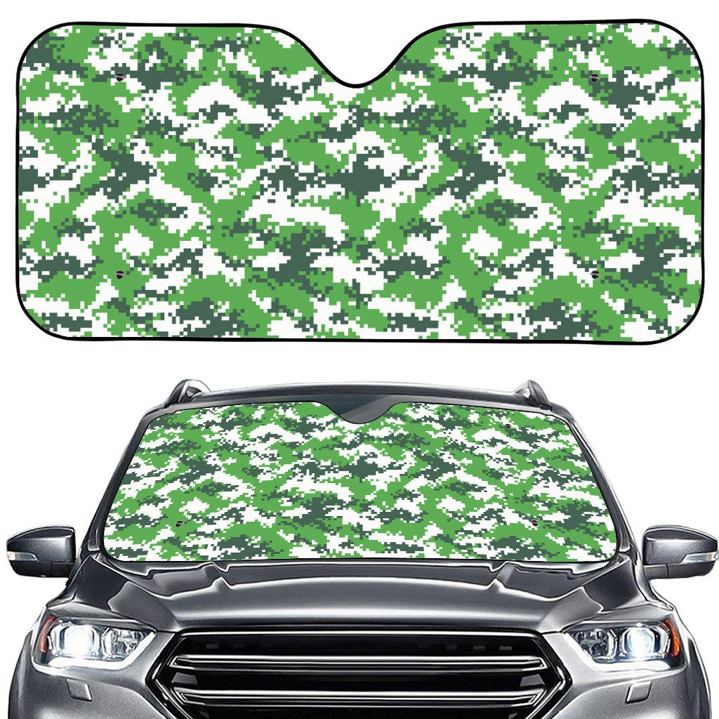 Green And White Digital Camo Print Car Windshield Sun Shade