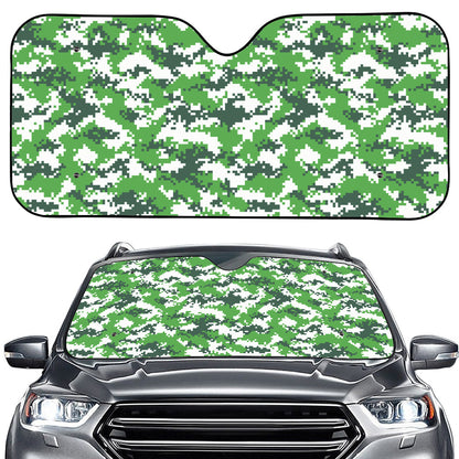 Green And White Digital Camo Print Car Windshield Sun Shade