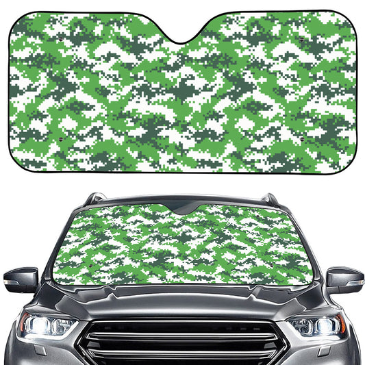 Green And White Digital Camo Print Car Windshield Sun Shade