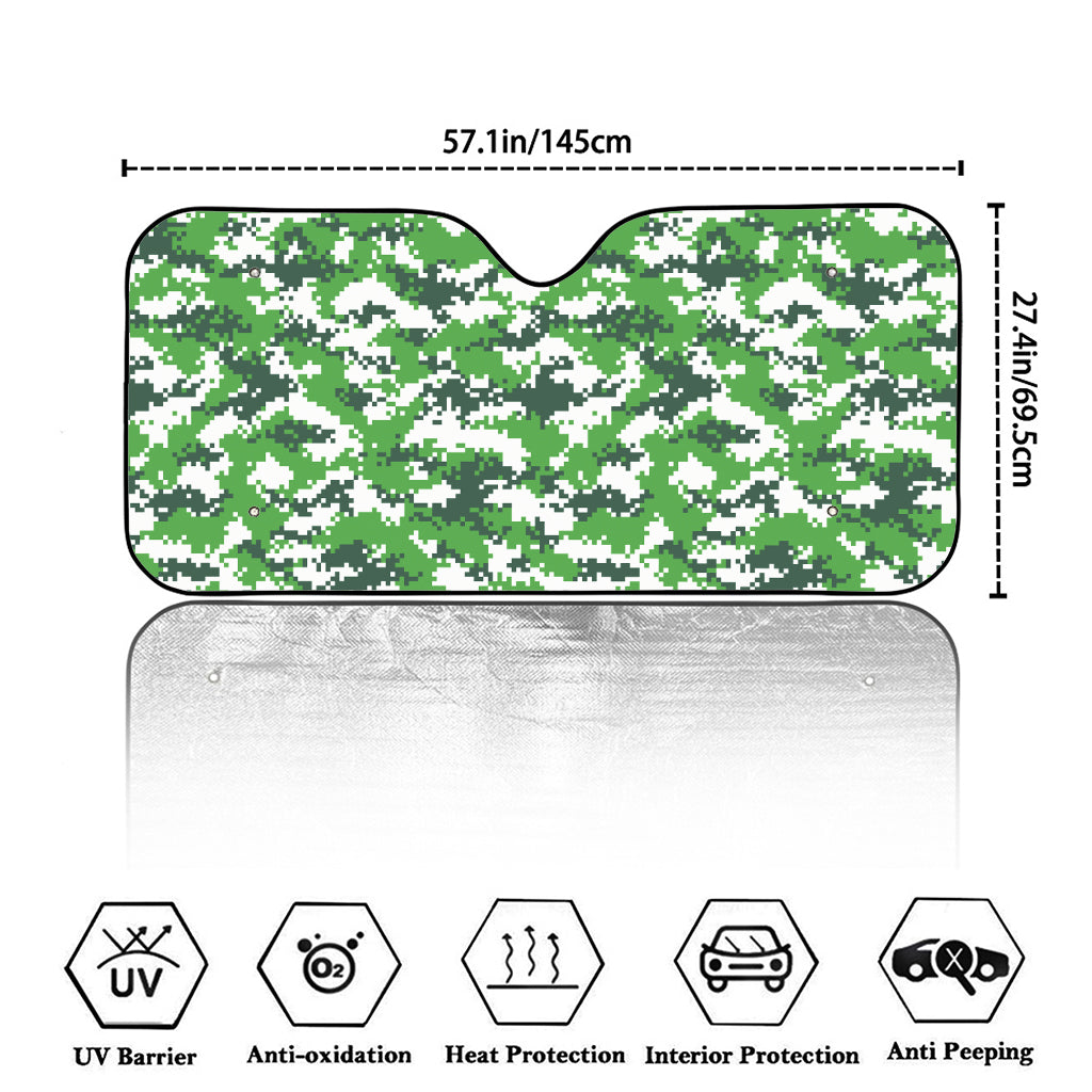 Green And White Digital Camo Print Car Windshield Sun Shade