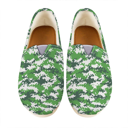 Green And White Digital Camo Print Casual Shoes