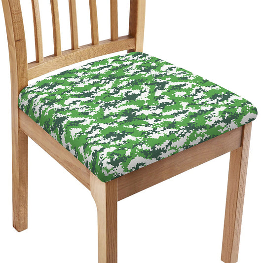 Green And White Digital Camo Print Chair Cushion Cover