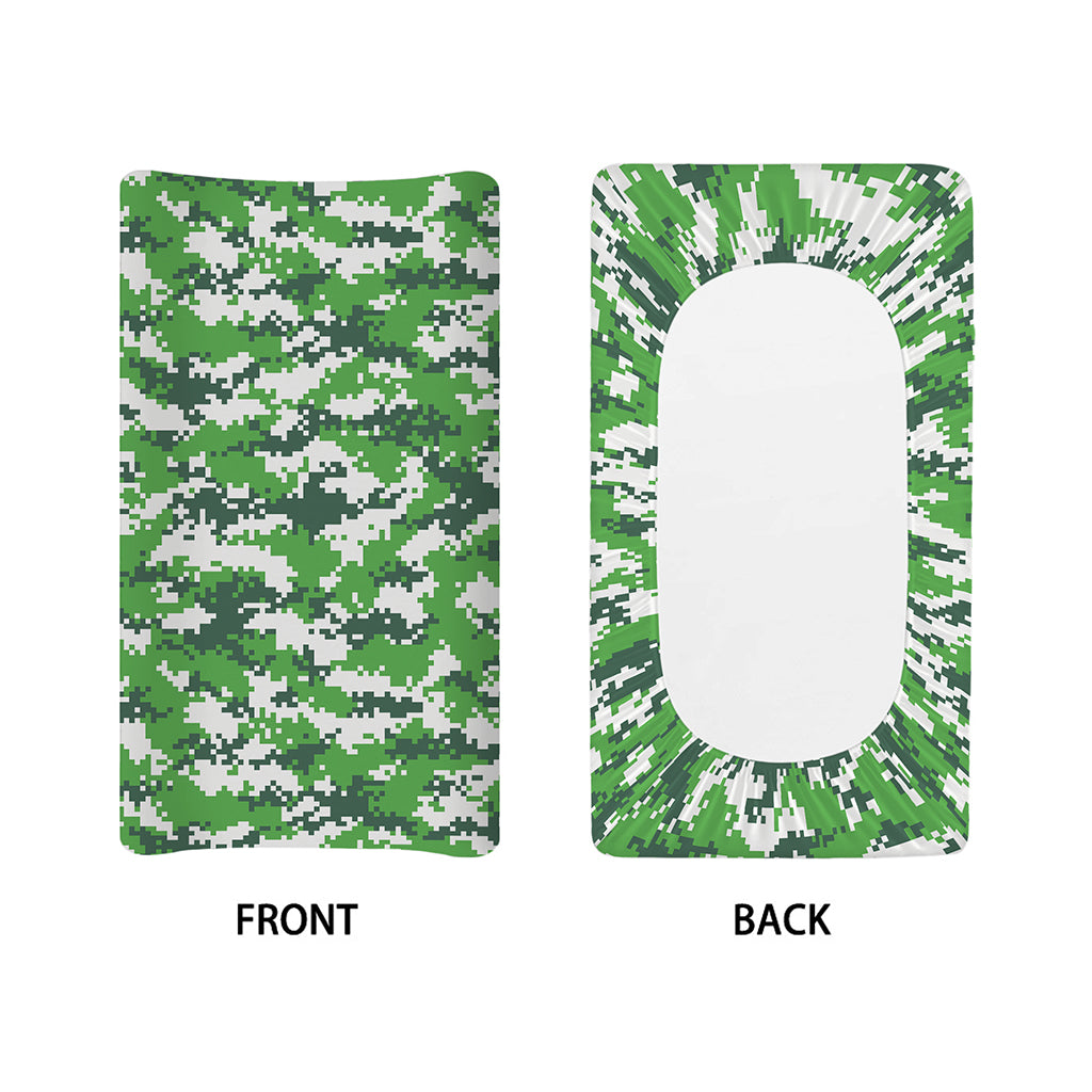 Green And White Digital Camo Print Changing Pad Cover
